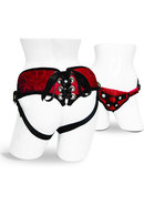 Sportsheets Sunrice Lace Corsette Strap-on Adjustable Harness - Red/black