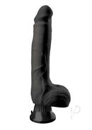 Real Feel Deluxe No. 7 Wallbanger Vibrating Dildo With Balls 9in - Black