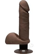 The D Perfect D Ultraskyn Vibrating Dildo With Balls 7in - Chocolate
